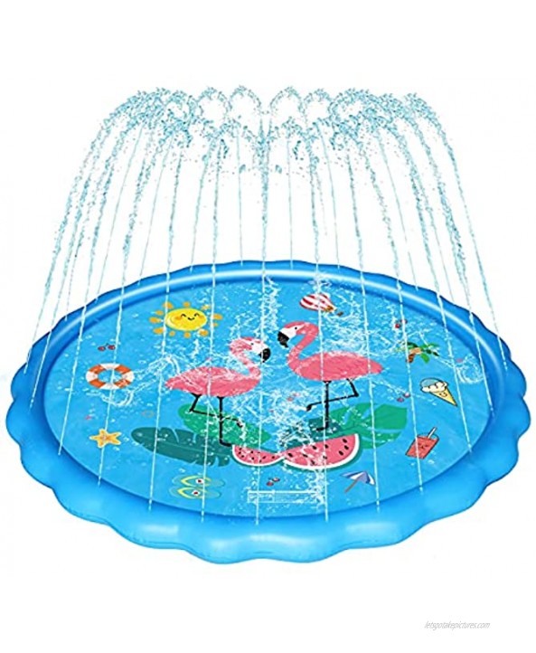 WOWGO Splash Pad for Kids Upgraded 68 Children's Sprinkler Play Mat Summer Outdoor Water Pool Toys Wading Pool for Toddlers Baby Outside Water Play Mat for 3-12 Years Old Children Boys Girls
