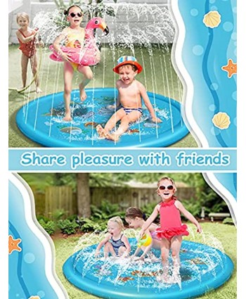YISSVIC Splash Pad for Toddlers 68" Sprinklers Toys Outdoor Backyard Garden Sprinkler Mat Inflatable Splash Pad for Kids Blue0.35mm