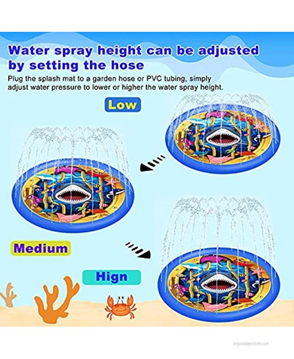 Ynybusi Splash Pad for Kids & Toddlers 1-3,68 Inchs Water Sprinkler for Kids Outdoor Spray Water Toys Inflatable Splash Pad Baby Toddlers Swimming Pool Toys Gifts for Boys Girls Outside Backyard