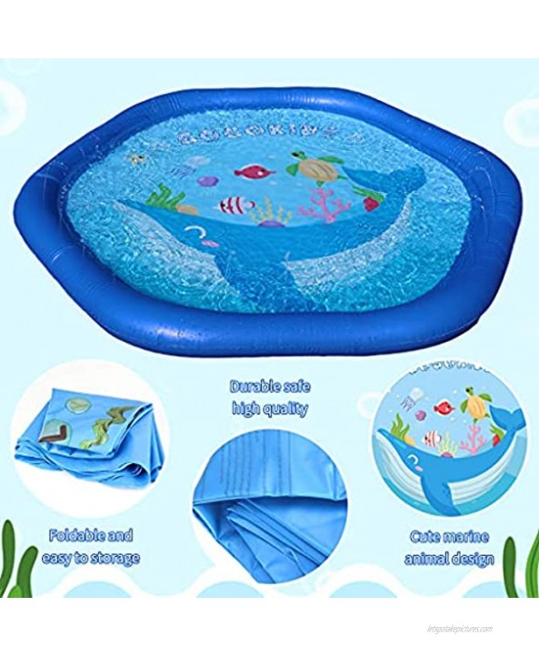 Zeraty Sprinkle & Splash Play Mat 67 Sprinkler for Kids Summer Outdoor Garden Beach Burst Sprinkler Pad & Sprinkle Wading Pool for Babies Toddlers Children
