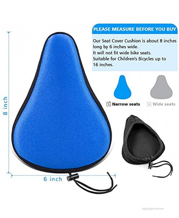 Hoobbii Child Gel Bike Seat Cushion 9.5x6.5 Kids Child Bike Seat Cover Bike Bell and Kids Bike Streamers Bike Accessories for Kids Suitable for Most Children's Bicycles