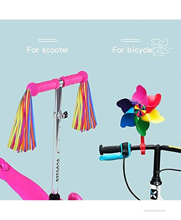 MIZOMOR 3Pcs Bike Streamers Kids Bicycle Tassel Ribbon Bike Handlebar Flower Pinwheel Decoration Accessories for Kid's Bicycle Handlebar Scooter Tricycles