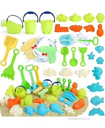 3 otters 29PCS Kids Beach Bucket Toy Set Colorful Sand Toy Set Kids Beach Toys Water Gun Molds Shovels Buckets and Watering Can