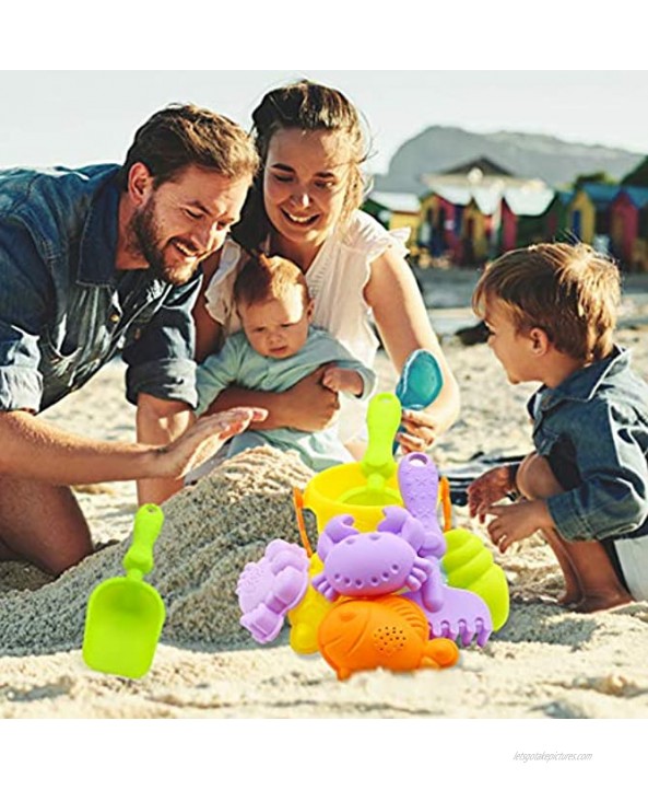 3 otters Beach Toys Set Kids Sand Toys Toddler Beach Shovels Rakes Tool Kit Sand Bucket Molds Outdoor 9PCS
