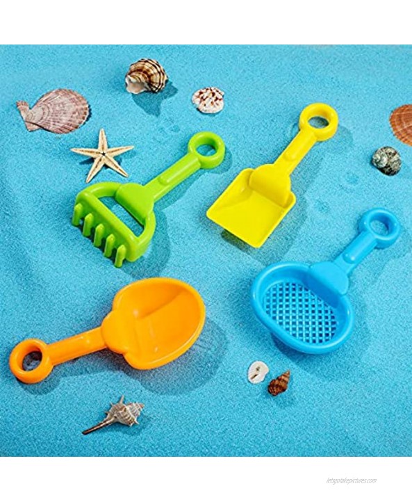 8 Pieces Kids Beach Sand Shovels Colorful Plastic Rake Beach Sand Sifter Toy Scoop Shovel for Boys Girls Garden Beach Toys 4 Styles