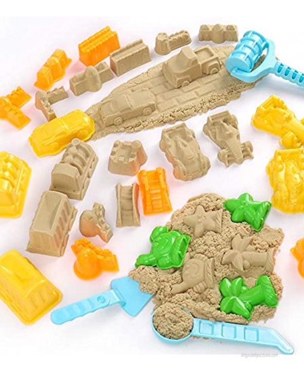 AnanBros Sand Molds 28pcs Colorful Sandbox Toys Sand Molds Moon Sand Beach Sand Toys for Kids Molds with Castle Molds Car Sea Creatures Tool Set Compatible with Any Molding Sand
