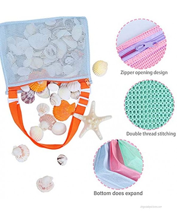 Beach Toy Mesh Bag Kids Shell Collecting Bag Beach Sand Toy Totes for Holding Shells Beach Toys Sand Toys Swimming Accessories for Boys and GirlsOnly Bags,A Set of 3