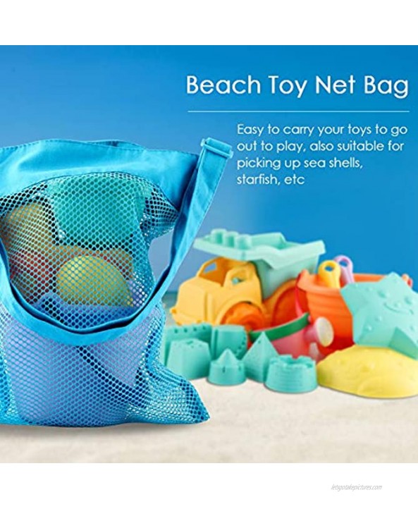 Beach Toys for Kids Toddler Boys Girls Sand Toys 14pcs Beach Toy Set with Mesh Bag Truck Bucket Watering Can Shovels Rakes Sand Castle Molds