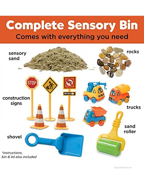 Creativity for Kids Sensory Bin: Construction Zone Playset Sandbox Truck Toys for Kids