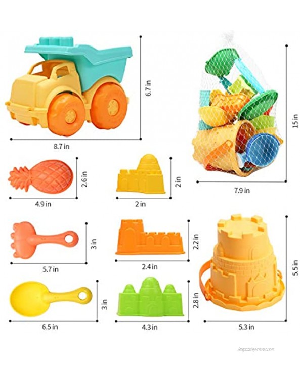 CUTE STONE 24 PCS Beach Sand Toys Set Sandbox Toys with Dump Truck Castle & Animals Sand Molds Bucket Sand Water Wheel Shovels Carry Mesh Bag Outdoor Kit for Kids Toddlers