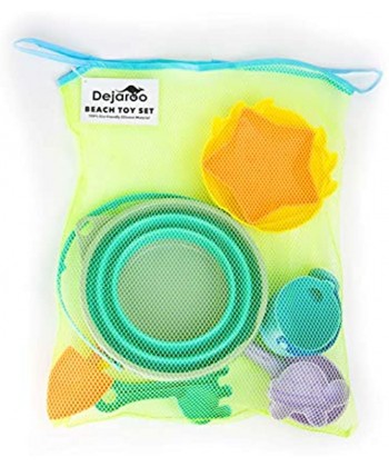 Dejaroo Beach Toys and Sand Toys Set for Kids Collapsible Silicone Buckets and Shovels for Kids Toddlers Adults or Anyone Making a Sand Castle Includes Shovels Buckets Molds Rakes and More