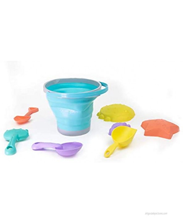 Dejaroo Beach Toys and Sand Toys Set for Kids Collapsible Silicone Buckets and Shovels for Kids Toddlers Adults or Anyone Making a Sand Castle Includes Shovels Buckets Molds Rakes and More