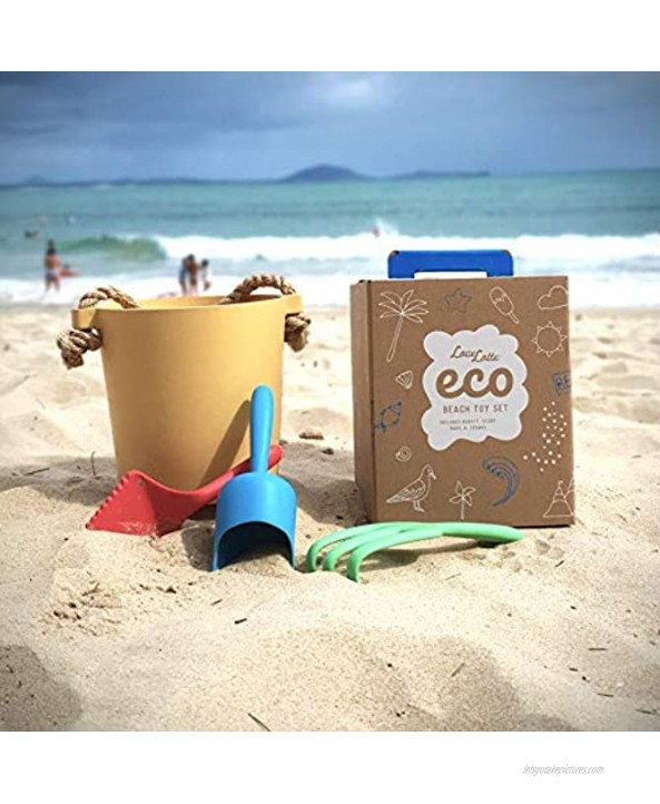 Eco Beach Toy Set for Toddlers & Kids | Biodegradable Natural Bamboo Fiber Sand Toys | Non Plastic Beach Toys for Boys & Girls of Any Age