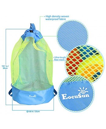 EocuSun Large Mesh Beach Bag Tote Durable Sand Away Drawstring Beach Backpack Swim and Pool Toys Balls Storage Bags Packs Stay Away from Sand and Water Toy Not Included
