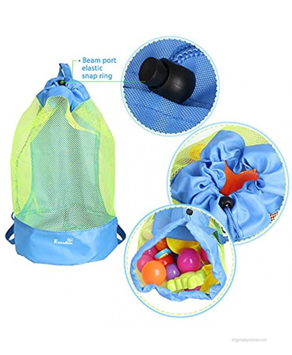 EocuSun Large Mesh Beach Bag Tote Durable Sand Away Drawstring Beach Backpack Swim and Pool Toys Balls Storage Bags Packs Stay Away from Sand and Water Toy Not Included