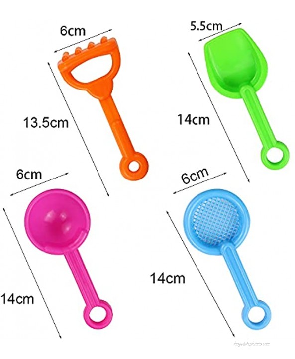 Faxco 8 Pack 5.5'' Mini Colorful Toy Scoop Rake,Beach Toy Plastic Scoop Rake Sand Shovels Set4 Styles
