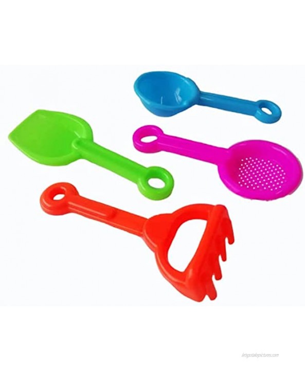 Faxco 8 Pack 5.5'' Mini Colorful Toy Scoop Rake,Beach Toy Plastic Scoop Rake Sand Shovels Set4 Styles