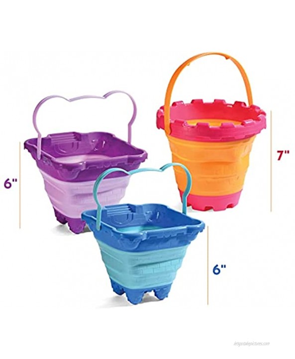 Foldable Beach Pail Collapsible Buckets Castle Mold Sandcastle Toy Set Multi Purpose for Beach Camping Fishing and Sand Play