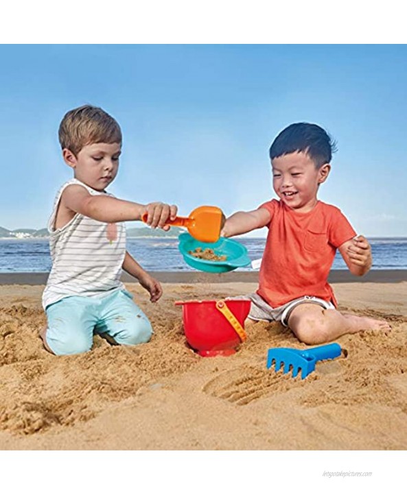 Hape Beach Toy Essential Set Sand Toy Pack Mesh Bag Included E8603 Red
