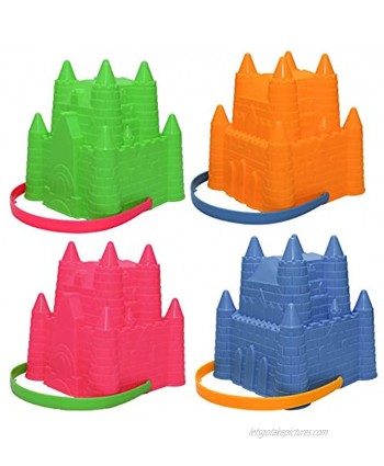 Holady 8 Inch Sand Castle Beach Bucket Toy Set,Sandcastle Mould Sand Buckets Pails Beach Water Pool Gardening Bath Toy,Pack of 4 Colourful Stackable Castle Pails for Kids