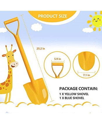 Holady Beach Shovels Large Size 25 Inch Beach Shovels for Kids Heavy Duty Plastic Shovel Toys with Handle for Digging Sand and Beach Fun Gift Set Bundle2 Pack