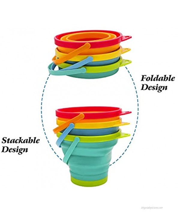 Holady Collapsible Buckets Collapsible Pail,Sand Buckets and Sand Shovels Set,Foldable Pail Bucket Multi Purpose for Beach Camping Gear Water and Food Jug Dog Bowls--2.5 L6 PCS
