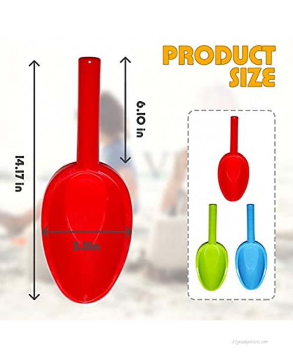 Holady Large Size 14 Thick Beach Sand Shovels Scooping Kit with Long Handle Toys Gardening Tools Durable ABS Plastic Spade for Garden Snow Backyard Summer Beach Fun3 Pack