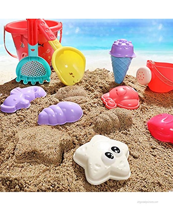 iBaseToy Beach Sand Toy Ice Cream Mold Set for Toddlers & Kids Sandbox Toys with 6 Ice Cream Mold 6 Animal Molds Beach Bucket Watering Can Shovels & Rakes 16 Pieces