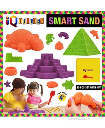IQ BUILDER | Sensory Toys | Creative Educational Art Play Sand for Boys and Girls Ages 3 4 5 6 7 8 9 10 Year Old + | Fun MOLDABLE Synthetic Beach Sand KIT for Children | Best Toy Gift for Kids