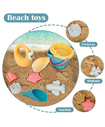 Kids Beach Toys Set 10pcs Sand Molds Watering Can and Bucket Beach Outdoor Games Sandbox Toys