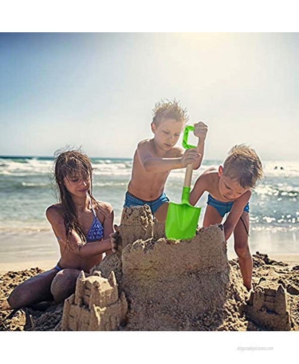 Long Kids Beach Spades Sand Shovels Toys 16 Gardening Tools Kit Sandbox Sturdy Scoop Durable Wood Handle ABS Plastic Spade for Garden Sand Snow Backyard Summer Kids Adults 3 Pack- Blue&Green&Red