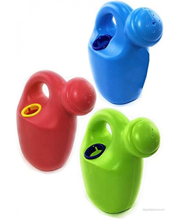 Matty's Toy Stop 7 Plastic Watering Cans for Kids Complete Gift Set Party Bundle 3 Pack Assorted Colors