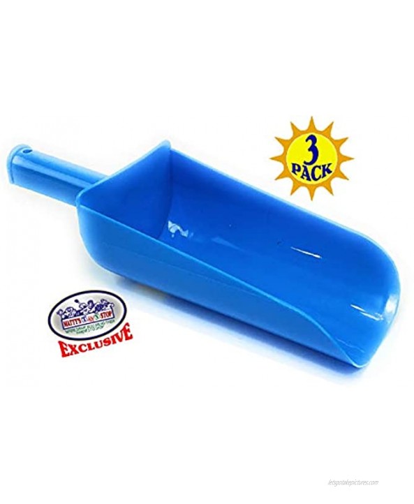 Matty's Toy Stop 9 Kids Short Handle Sand Scoop Plastic Shovels for Sand & Beach Yellow Blue & Green Gift Set Bundle 3 Pack