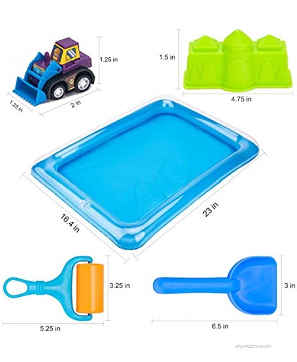 Play Sand for Kids 3lbs Magic Sand Building Castle Sand Molds Tools Construction Trucks Construction Toys and Signs Sand Tray and Storage Bag 43PCS Sandbox Toys Set for Toddlers Kids Boys Grils