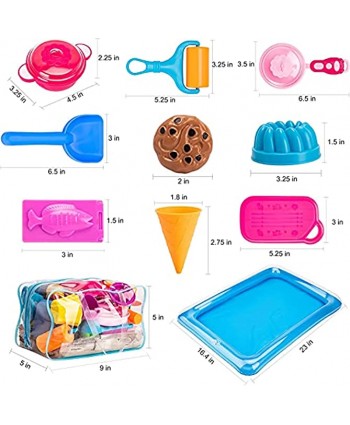 PRDLIMG Play Sand for Kids Ice Cream Set,3lbs Magic Sand Food Sand Molds Tools Play Sand kit Sand Tray and Storage Bag 44PCS Sandbox Toys Set for Outdoor Tots