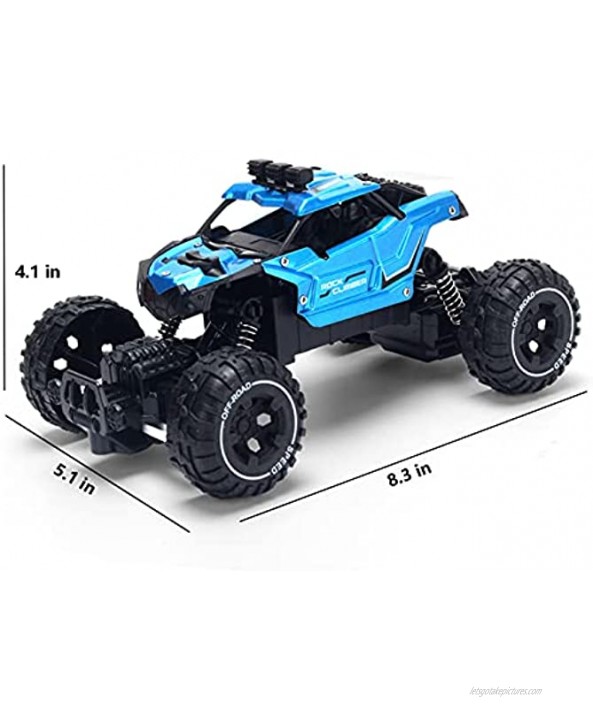 Qisebin Remote Control Car,2.4Ghz Remote Control Truck,Alloy Off-Road Climbing Vehicle,4WD Drifting Cars with LED Lights and Shock Absorber,Hobby Toy Gift for Boys & Girls-Blue