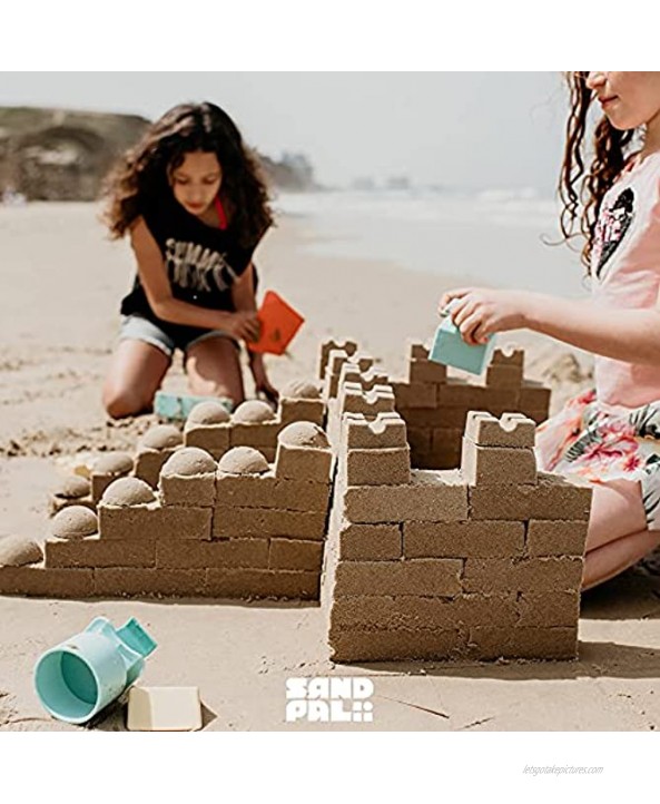 Sand Pal Beach Sand Toys Kit Kids Sandbox Snow & Kinetic Sand Castle Kit 9 Pieces Toy Set for Outdoor Play Construction Building Shape Molds and Tools Set for Toddlers Adults With Mesh Bag
