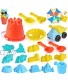 unanscre 20Pcs Beach Sand Toys Set for Kids Includes Toy Dump Truck Beach Bucket Sieve Watering Can Shovel Tool Kits Animal Castle Models&Molds in A Mesh Bag for Age3+ Toddlers Outdoor Yard Play