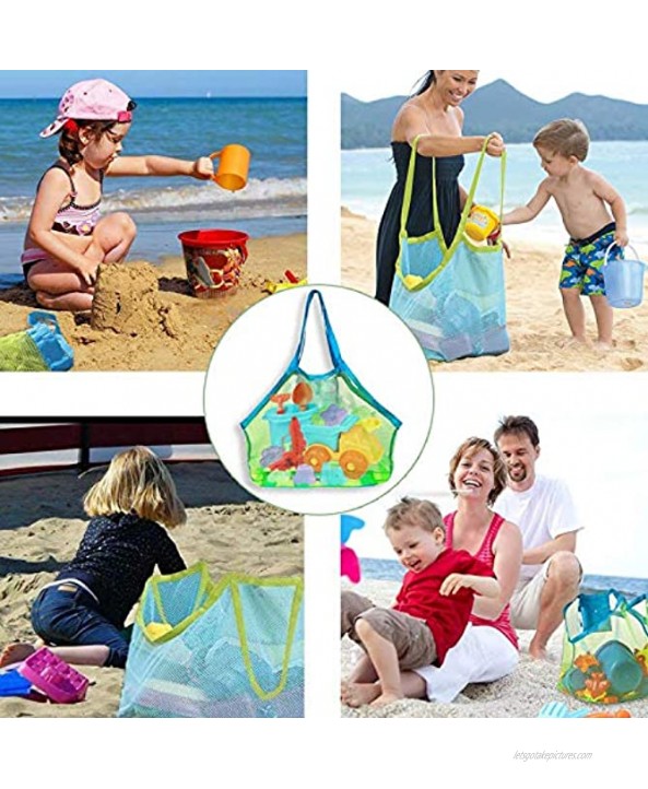 WOLLGORD Mesh Beach Bags 2 Pack Large Beach Bags Totes Toys & Shell Storage Bag for Kid‘s Beach Sand Toys Away from Sand Pool Supplies Storage Bags Picnic Backpack Market Grocery Picnic Tote