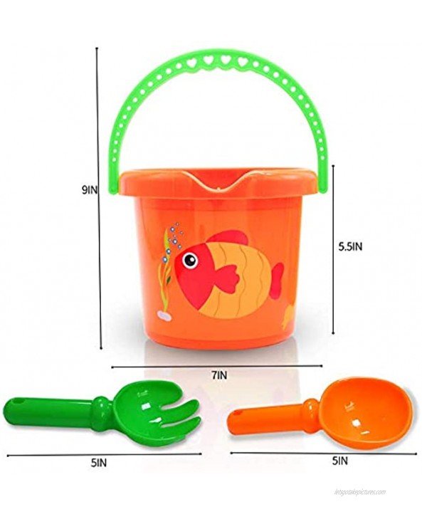 YongnKids Beach Toys 7'' Plastic Sand Bucket Set for Kids Toddlers Easter Baskets with Handles Ideas Pack of 2 Sets Bundle 2 Pack
