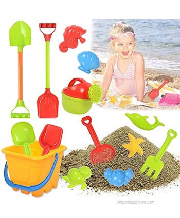 Yvjnxxan 14 PCS Colorful Beach Sand Toys Set,Sand Play Set,Kids Beach Toys Set with Bucket,Shovels,Rakes,Watering Can,Sand Molds,Mesh Bag with Pull Strings for Kids,Toddlers Outdoor Play