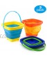 Zooawa Beach Bucket Sand Toy for Kids Foldable Sand Bucket Expandable Sand Pail Square for Beach Multi-Purpose [3 Pack] Collapsible Silicone Bucket 2 Liter 0.5 Gallon Colorful