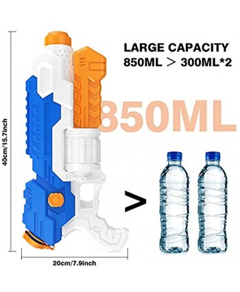 2Pcs Water Gun Super Soaker Squirt for Kids,Large Water Guns with 1000ML High Capacity No Leak Water Gun Toys up 32 Feet Long Blaster Distance for Boys Girls Kida Outdoor Beach Pool Party Toy