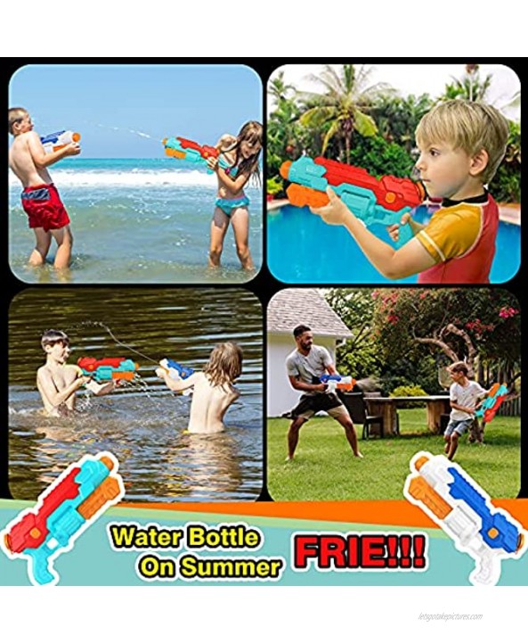 2Pcs Water Gun Super Soaker Squirt for Kids,Large Water Guns with 1000ML High Capacity No Leak Water Gun Toys up 32 Feet Long Blaster Distance for Boys Girls Kida Outdoor Beach Pool Party Toy