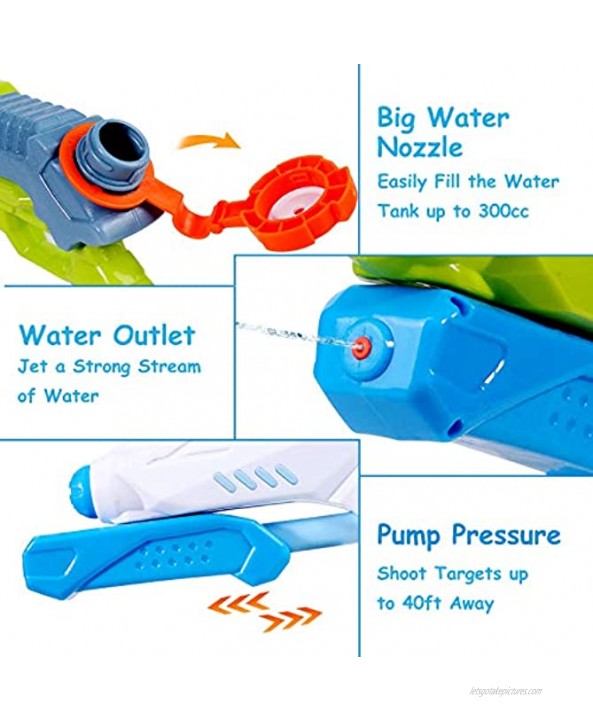 4 Pack Water Squirt Guns Super Water Blaster Toys for Kids Teens with 300cc Capacity Summer Water Fight and Family Fun Toys for Swimming Pools Party Beach Sand Water Fighting