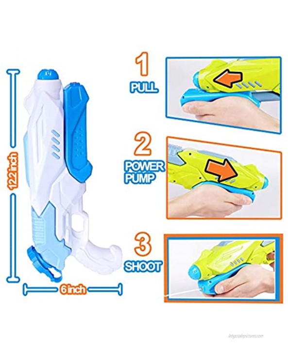 4 Pack Water Squirt Guns Super Water Blaster Toys for Kids Teens with 300cc Capacity Summer Water Fight and Family Fun Toys for Swimming Pools Party Beach Sand Water Fighting