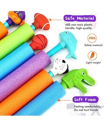 6 PCS Water Gun Shooter Set Super Foam Soakers Blaster Squirt Guns Pool Noodles Toy with Plastic Handle Summer Swimming Beach Garden Fighting Game Outdoor Toys for Age 3 4 5 6 7-12 Boys Girls Gifts