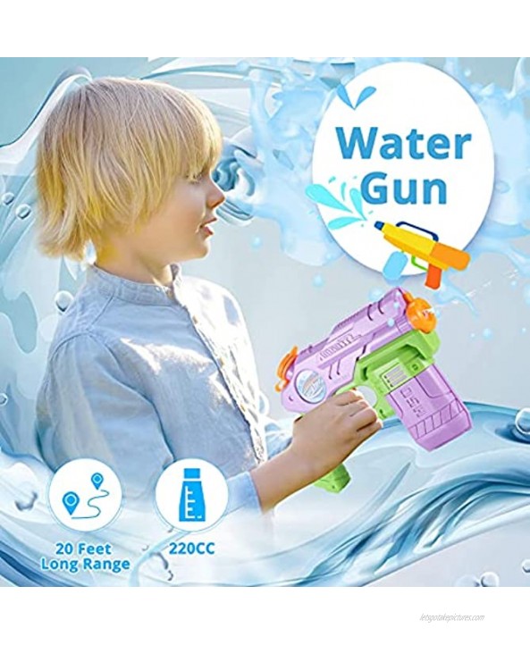 AESGOGO 4 Pack Water Guns for Kids Ages 3-10,Summer Water Pool Beach Toys for Boys Girls Toddlers,Long Range 220CC Squirt Guns for Outdoor Play