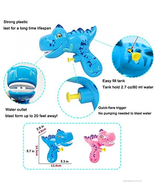 Dinosaur Water Gun 2 Pack for Kids Small Water Blaster Soaker Squirt Guns Bulk for Water Fighting Summer Pool Beach Party Favors Bath Toy for Kids Boy Girl