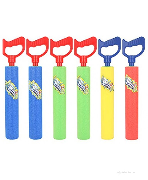 Fun-Here Water Guns Shooter 6 Pack Super Foam Soakers Blaster Squirt Guns Pool Noodles Toy with Plastic Handle Summer Swimming Beach Garden Fighting Game,Outdoor Toys for Kids Boys Girls Adults